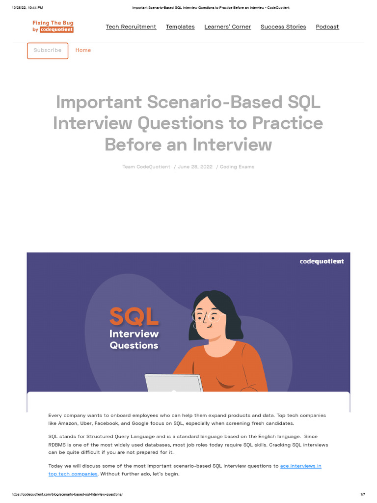 Important scenario based sql interview questions to practice before an