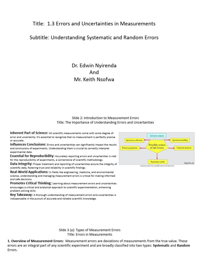 Measurement Errors: Systematic vs. Random | PDF | Observational Error ...
