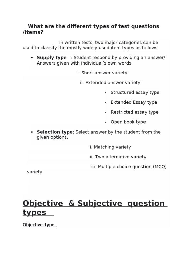 Different Types of Questions | PDF | Multiple Choice | Question