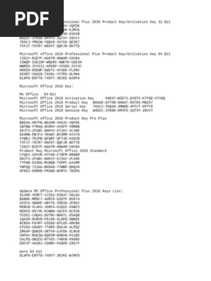 Office 2010 Product Key List | PDF | 64 Bit Computing | Computer