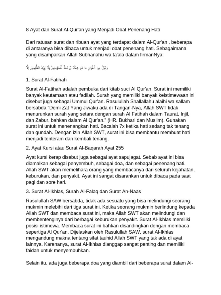 8 Ayat Dan Surat Al | PDF