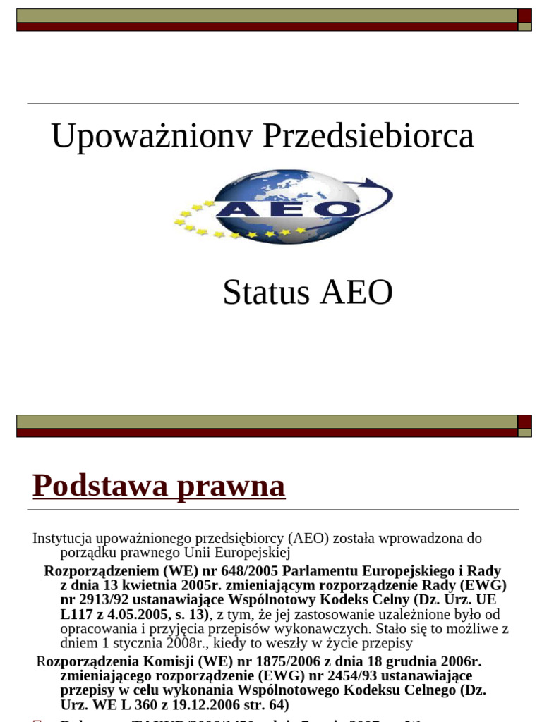 Instytucja AEO 2022 | PDF