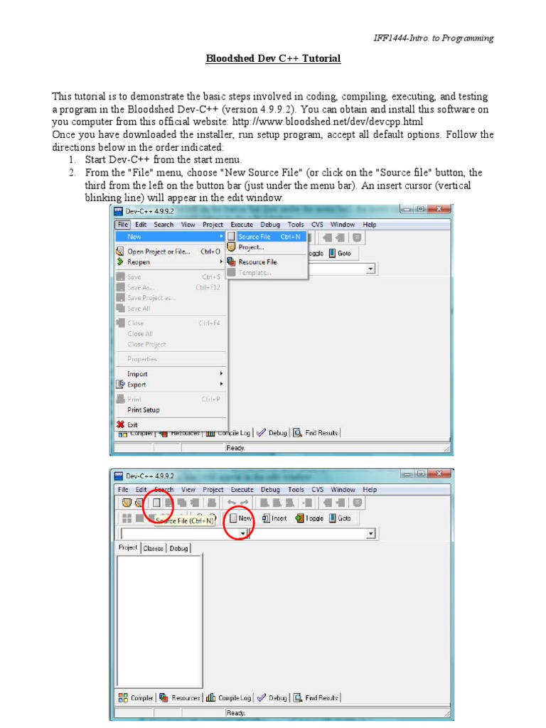Bloodshed Dev-C++ Tutorial Guide | PDF | Icon (Computing) | Computer File
