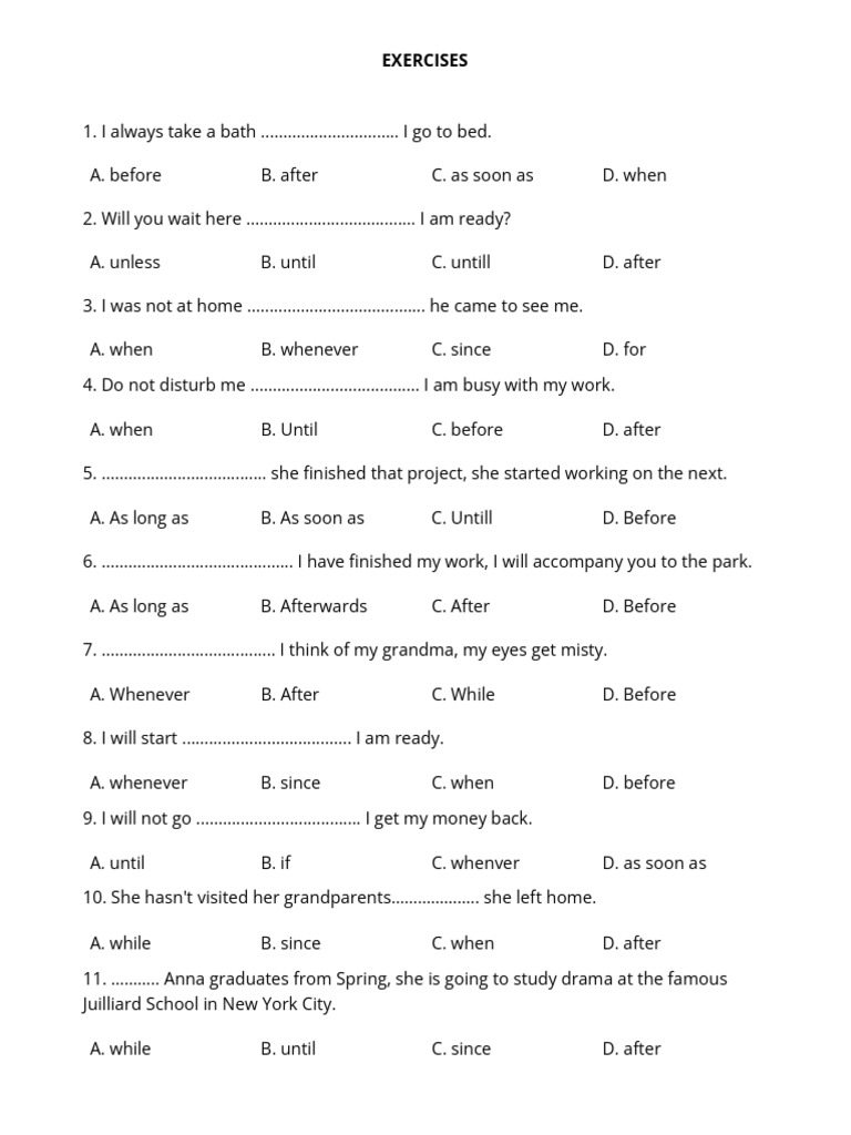 Adverb clause of time exercises pdf electrical components