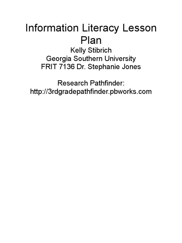 Information Literacy Lesson Plan PDF Digital Library Libraries
