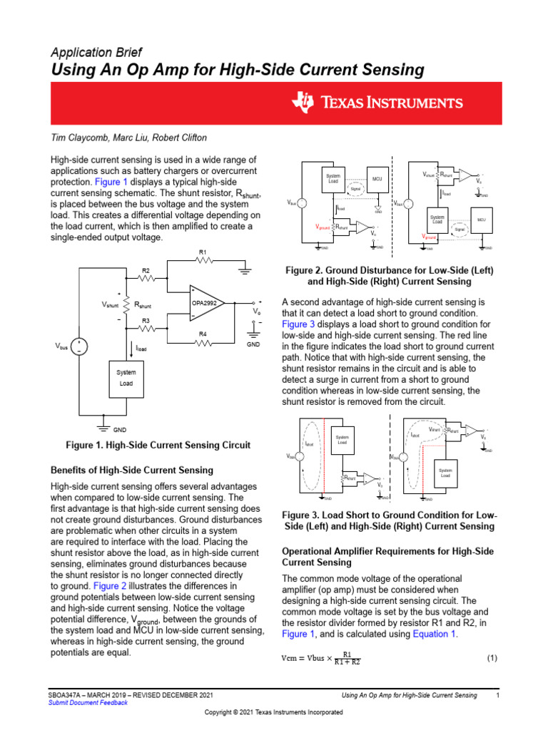 High-Side Current Sensing with Op Amps | PDF | Operational Amplifier ...