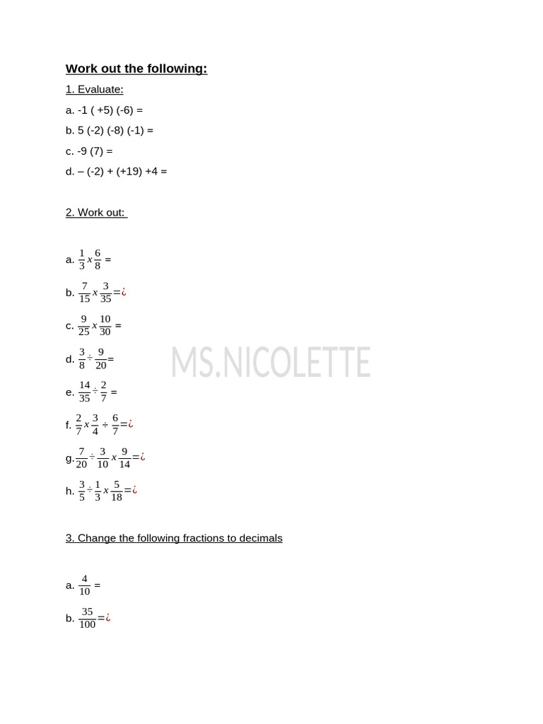 Form 2 Mathematics Exercises | PDF | Arithmetic | Mathematics