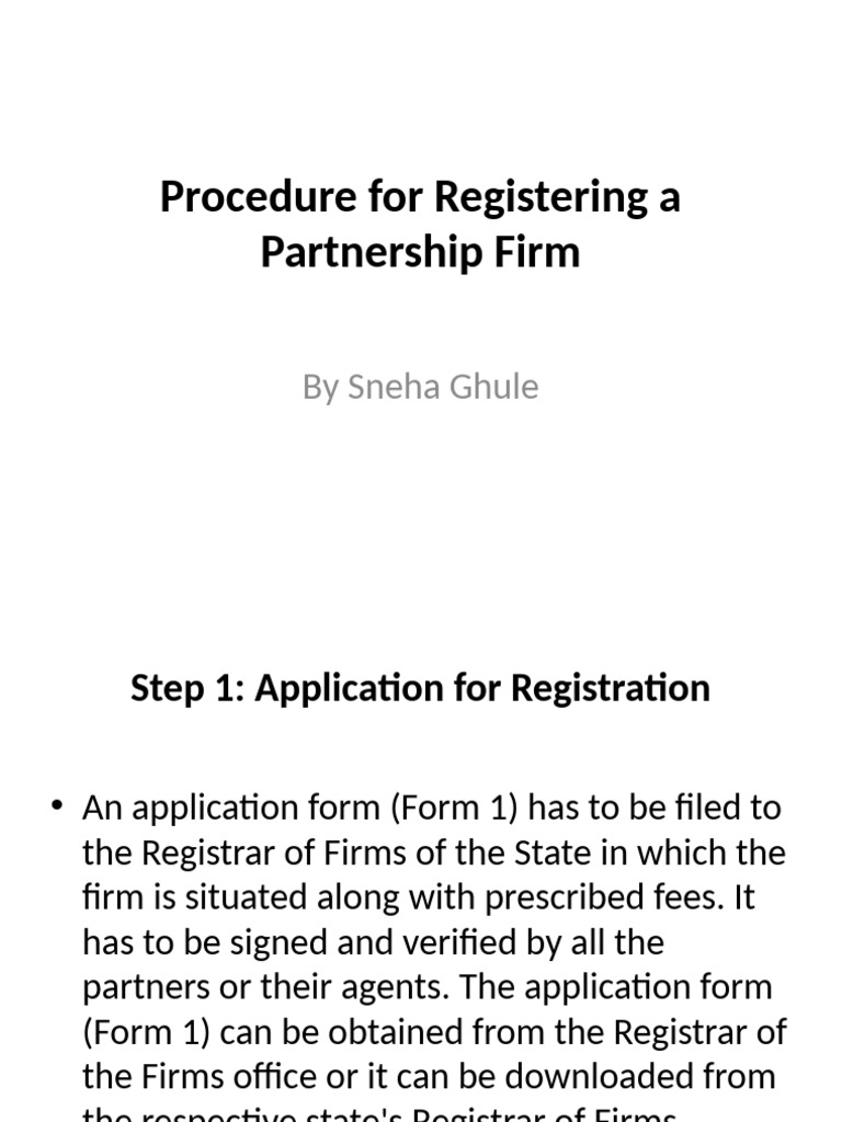 Partnership Firm Registration Process | PDF | Law