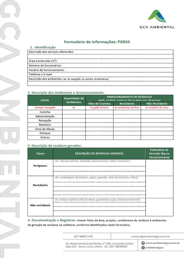 Formulário PGRSS: Gestão de Resíduos | PDF | Tecnologia e Engenharia