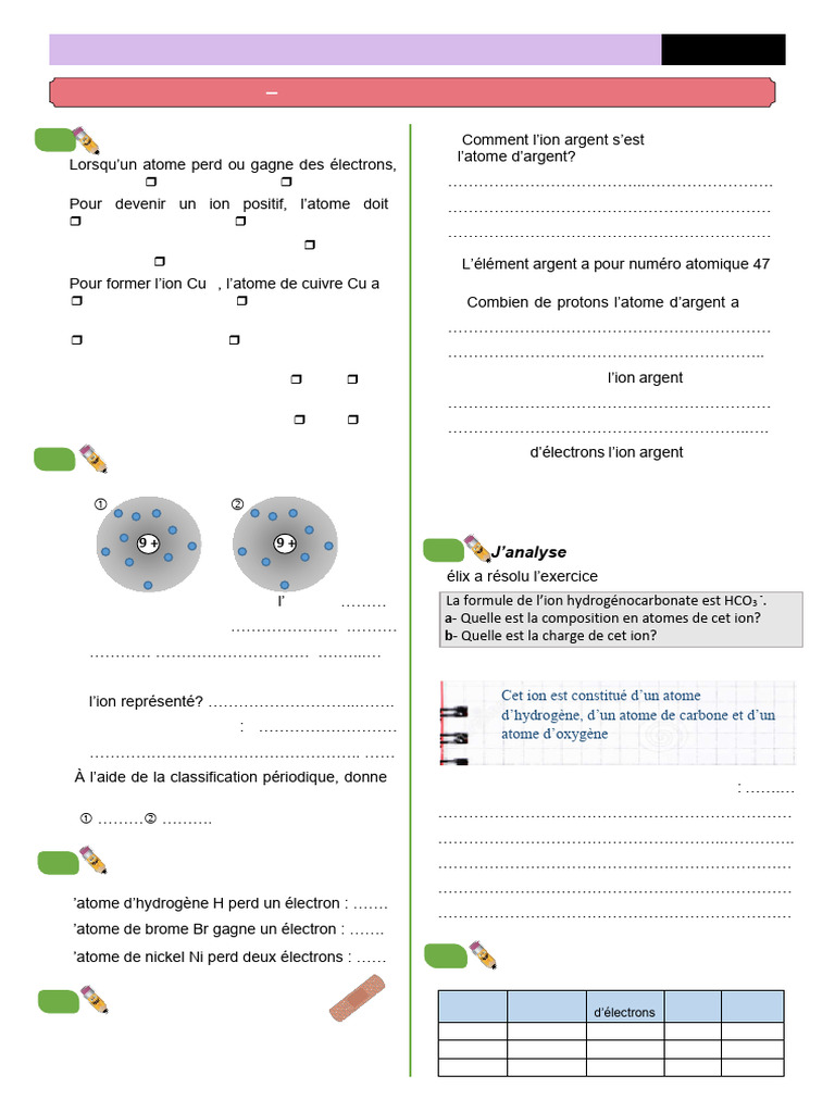 Exercices sur les Ions en 3ème | PDF | Ion | Atomes