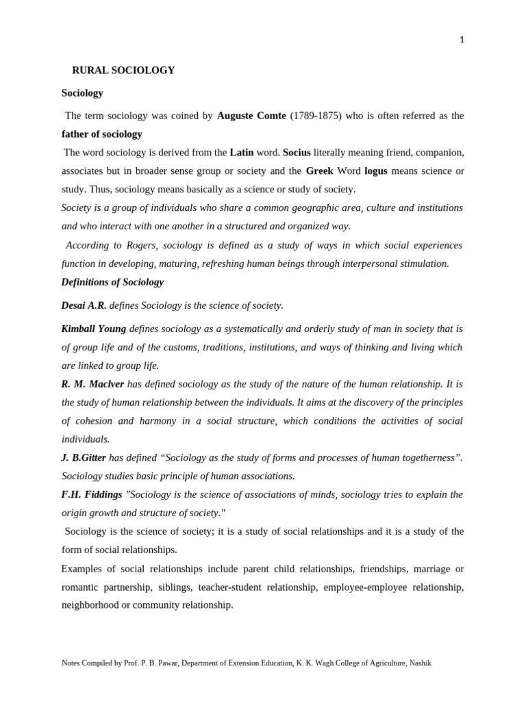 Understanding Rural Sociology Dynamics | PDF | Sociology | Community
