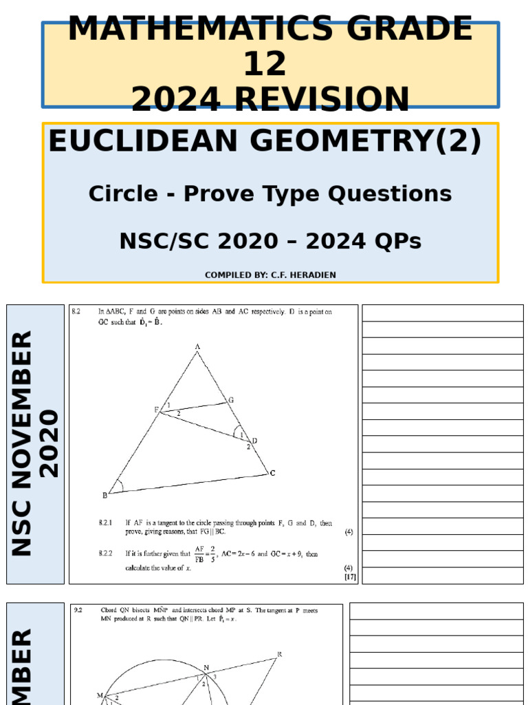 14 - Maths p2 Revision 2020 - 2024 Qps (Euclidean Geometry - 2) | PDF