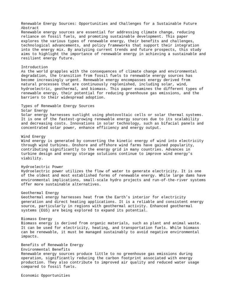 Renewable Energy Sources Pdf Renewable Energy Energy Development