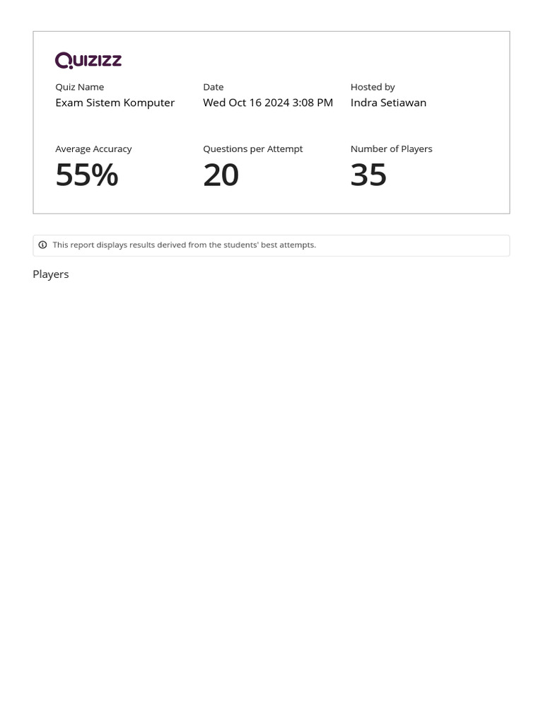 Computer System Exam Results Report | PDF