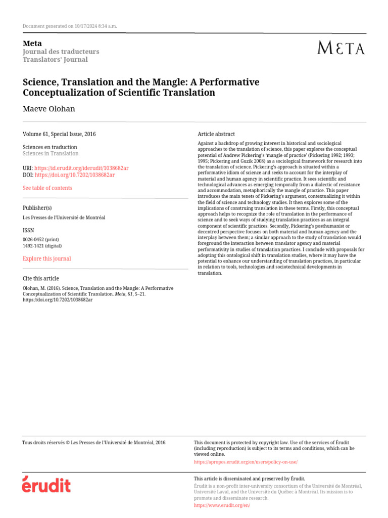 Science and Translation: The Mangle Concept | PDF | Science | Paradigm
