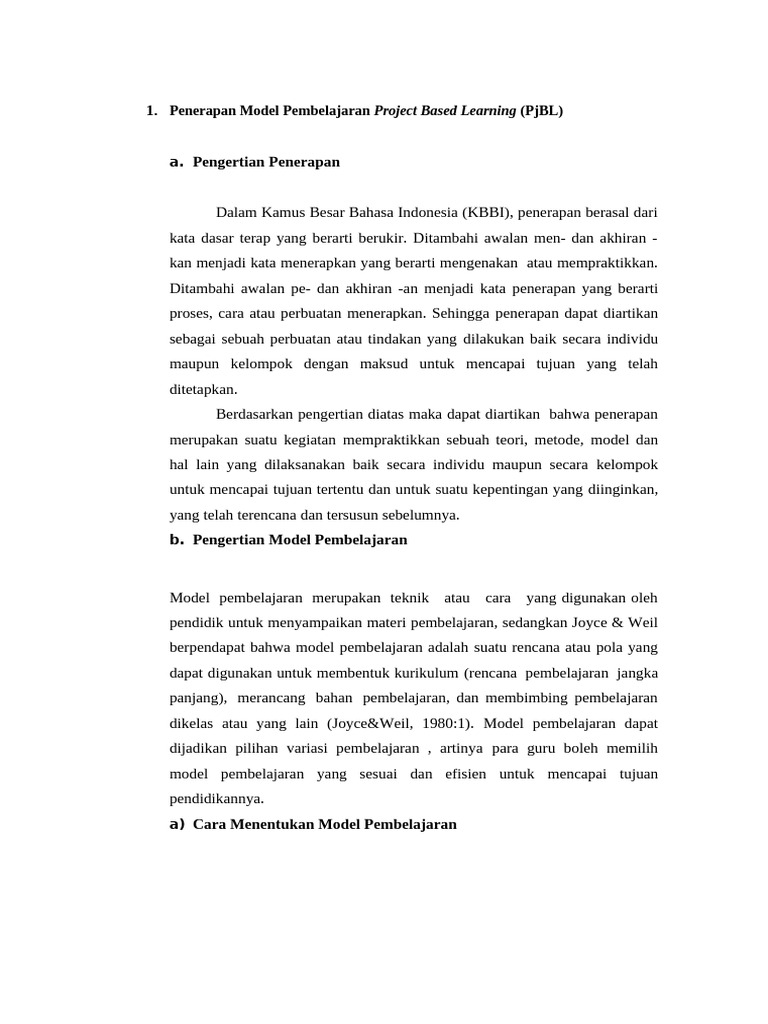Penerapan Model PjBL dalam Pembelajaran | PDF | Karier & Perkembangan