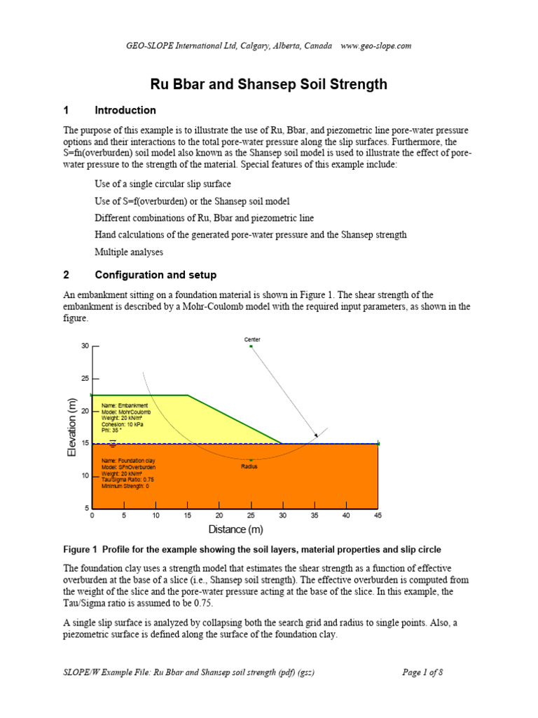 Ru, Bbar, and Piezometric Soil Strength Analysis | PDF | Applied And ...