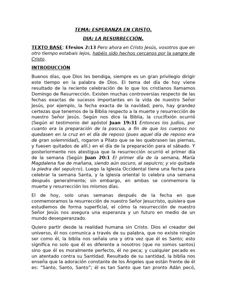 Esperanza en Cristo | PDF | Cristo (título) | La resurrección de Jesús