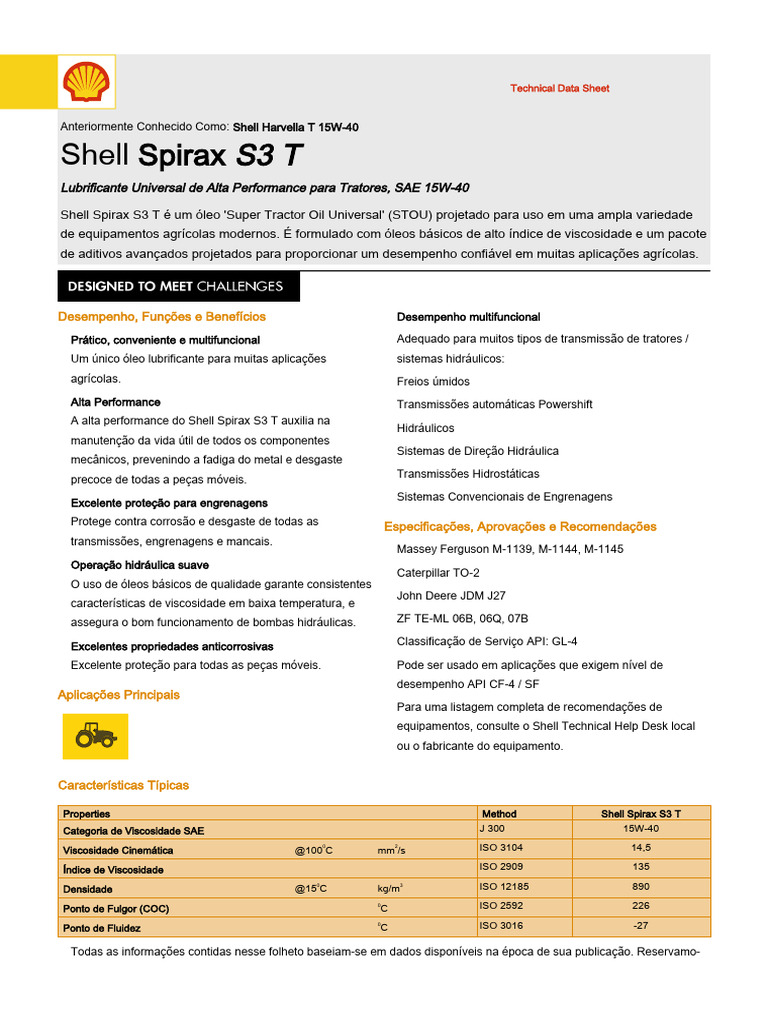 Óleo Lubrificante Shell Spirax S3 T 15W-40 | PDF | Óleo de motor ...