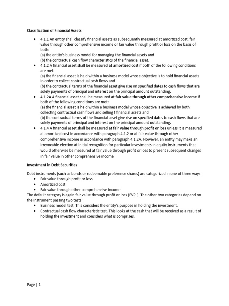Classification of Financial Assets Guide | PDF | Fair Value ...
