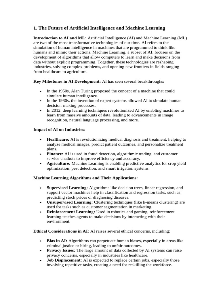 The Future of Artificial Intelligence and Machine Learning | PDF ...
