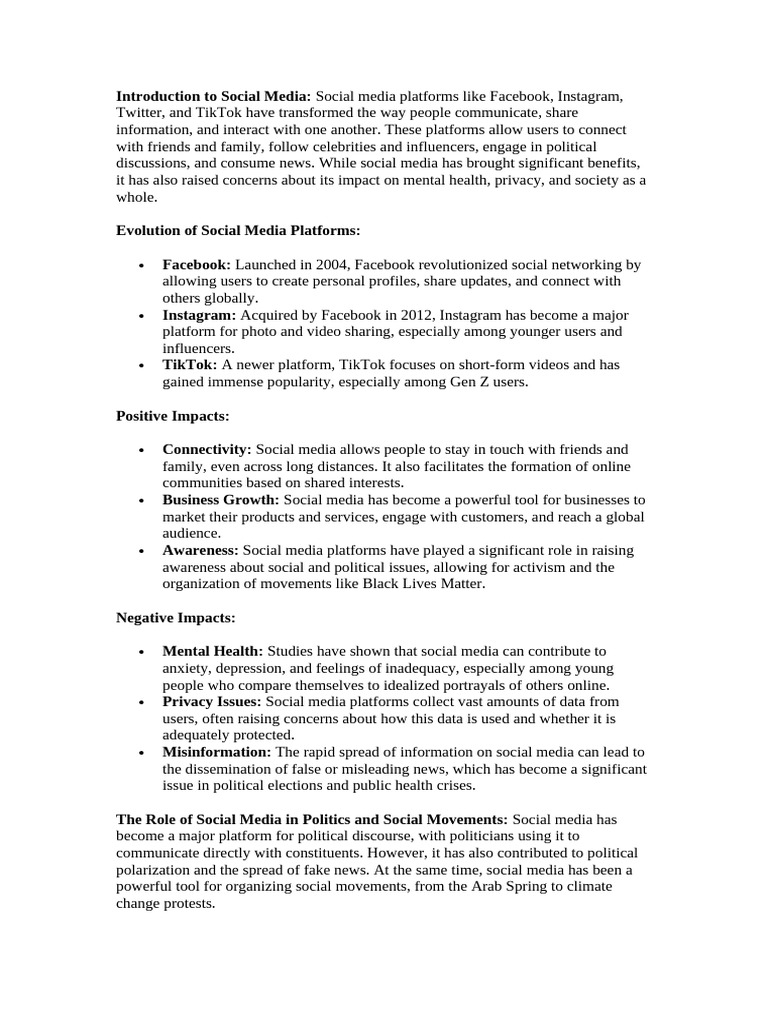 Social Media's Impact on Modern Society | PDF | Popular Culture & Media ...