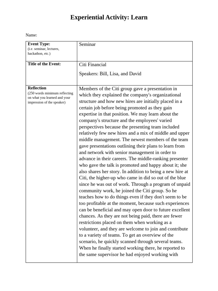 Citi Financial Seminar Insights | PDF | Business | Social Psychology