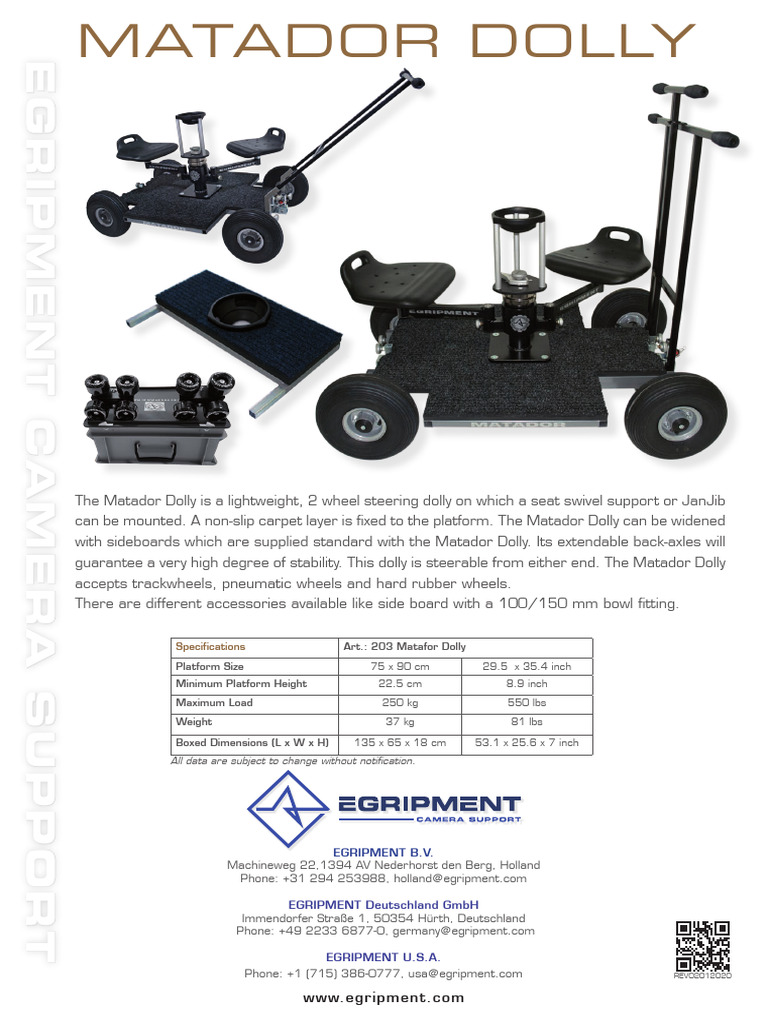 Egripment Matador Dolly Specifications | PDF