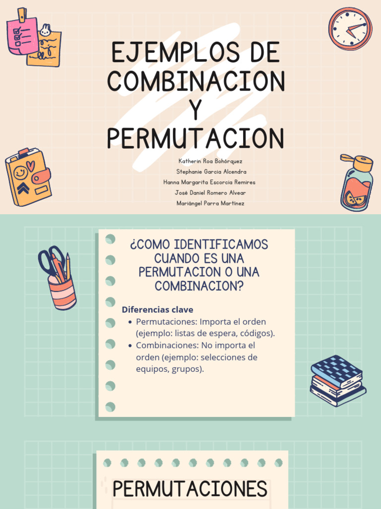 Ejemplos de Combinaciones y Permutaciones | PDF | Permutación | Objetos ...
