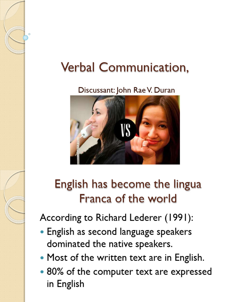 Verbal Communication, Nonverbal Communication, Final | PDF | Nonverbal ...