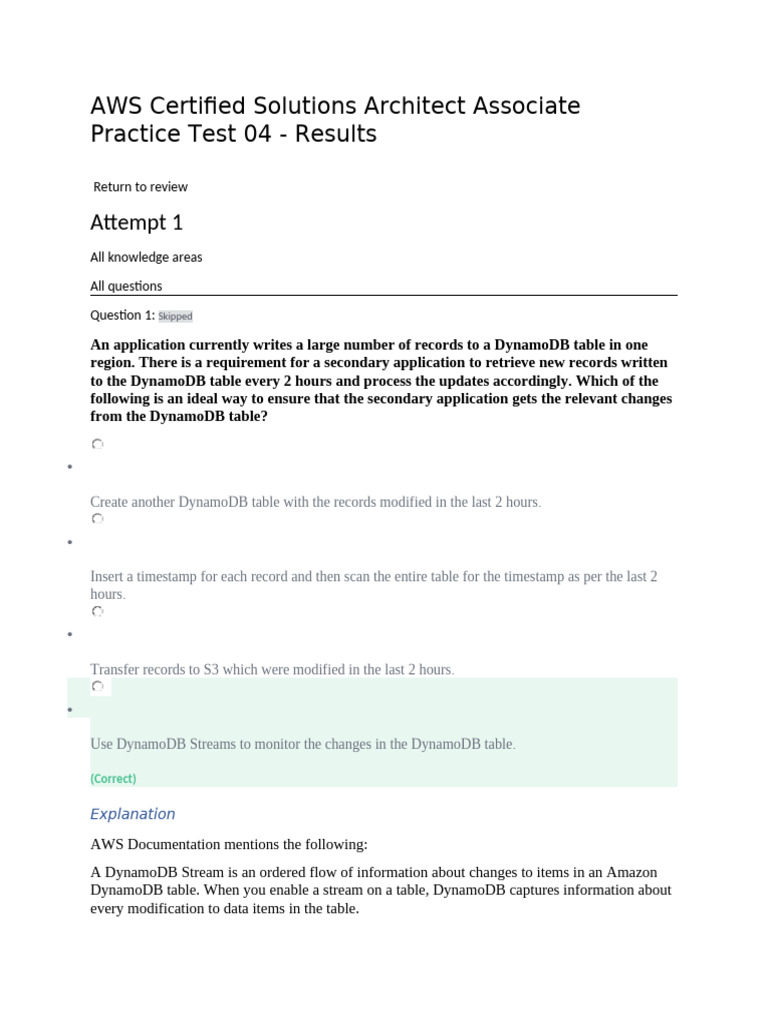 AWS Certified Solutions Architect Associate Practice Test 04 | PDF ...