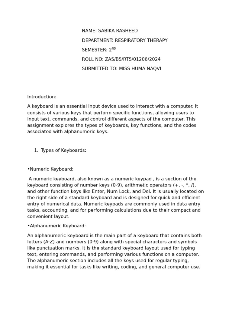 Understanding Keyboard Functions | PDF | Computer Keyboard | Writing ...