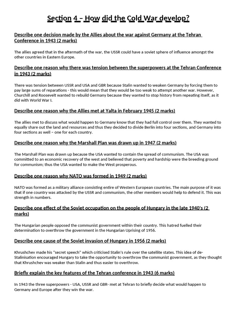 Cold War Development: Key Conferences & Events | PDF | Soviet Union ...