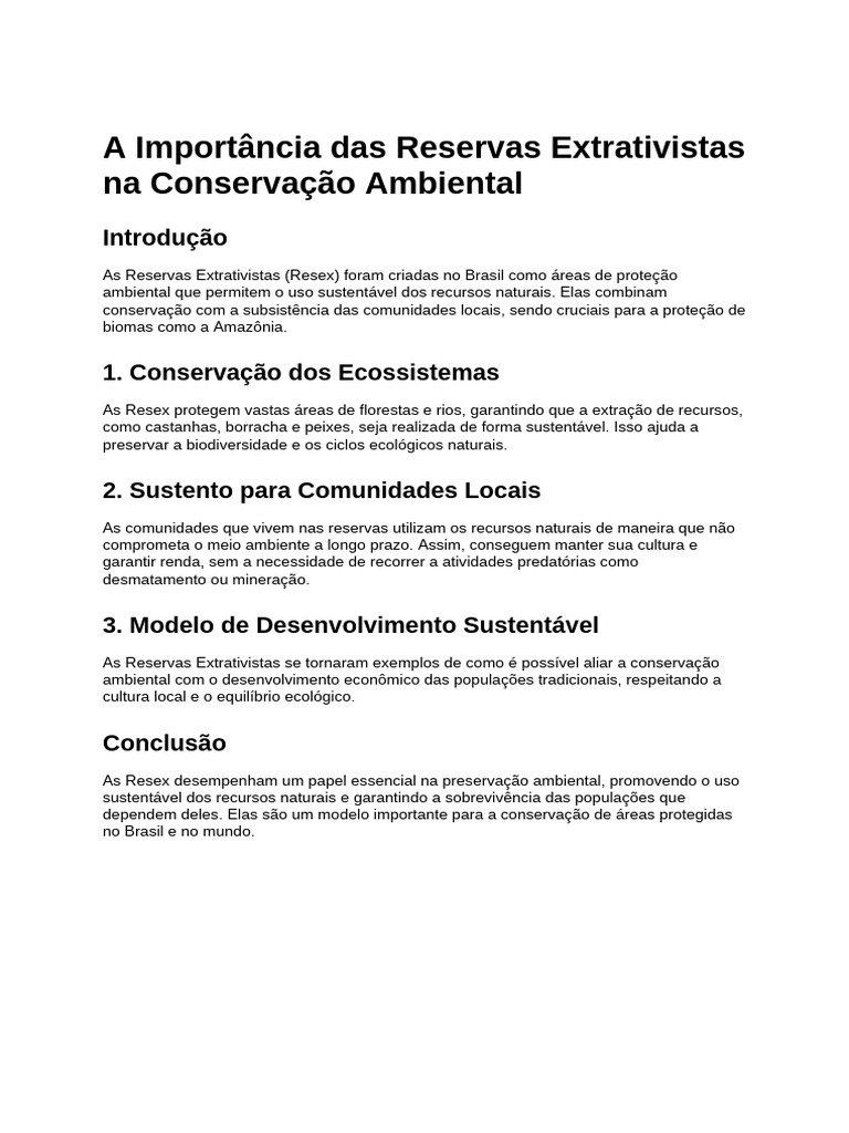 Importância das Reservas Extrativistas | PDF | Tecnologia e Engenharia