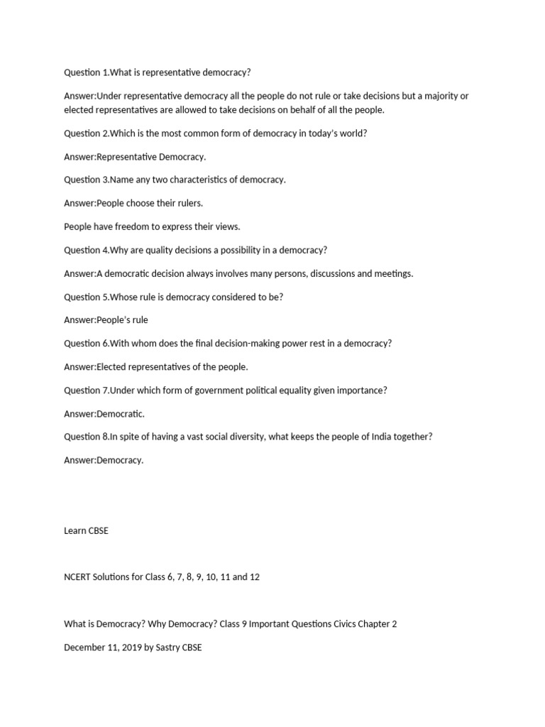 Understanding Representative Democracy | PDF | Democracy | Political ...