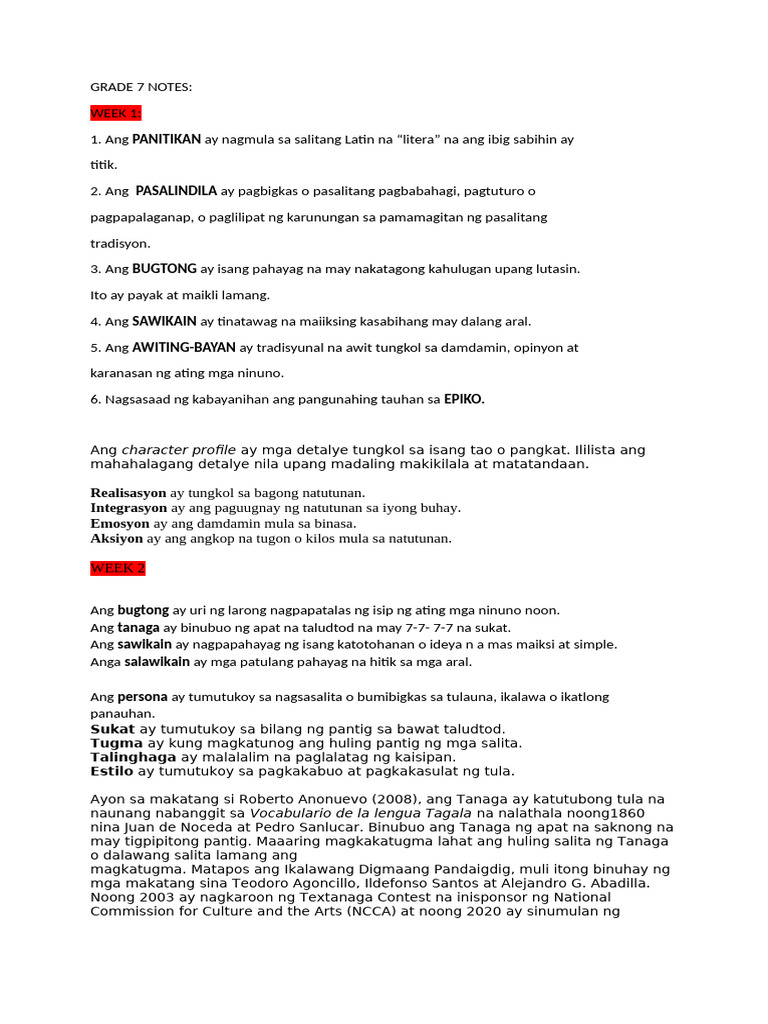 Grade 7 Notes | PDF