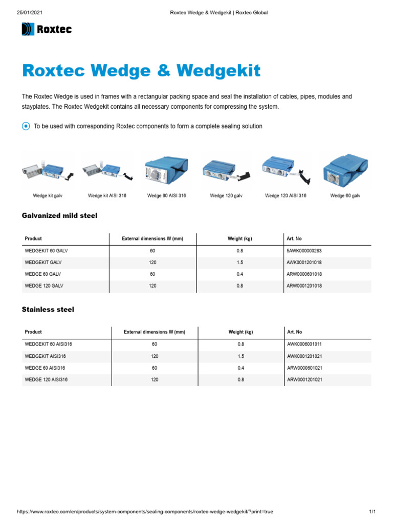 Roxtec Wedge Wedgekit Roxtec Global Pdf