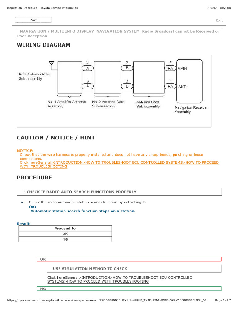 Toyota Radio Reception Inspection Guide | PDF | Information And ...