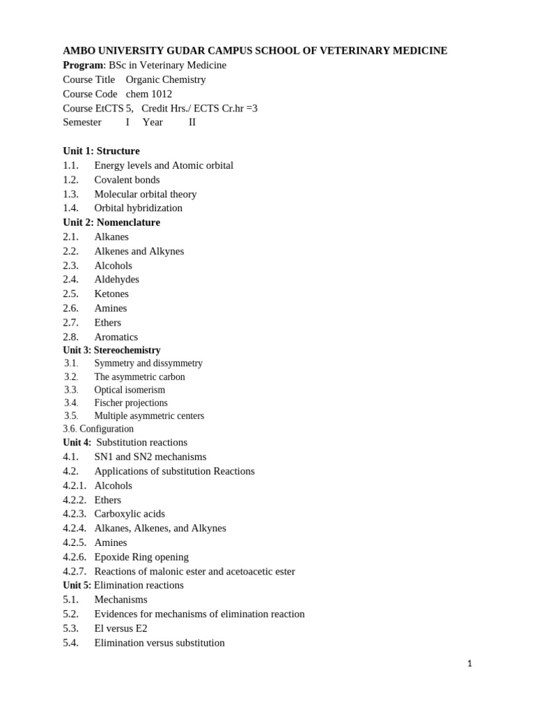 Organic Chemistry Course Overview | PDF | Chemical Reactions | Alkene