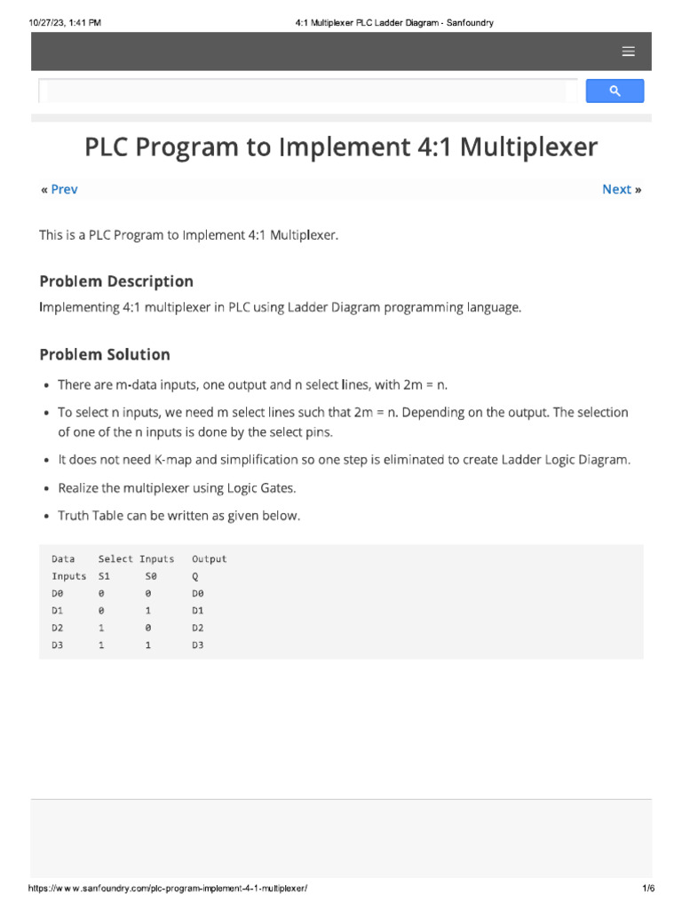 4_1 Multiplexer PLC Ladder Diagram BATCH 1 PDF