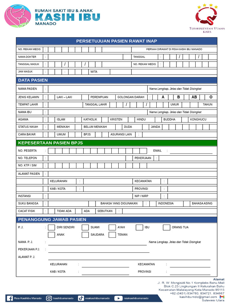 Formulir Persetujuan Pasien Rawat Inap | PDF