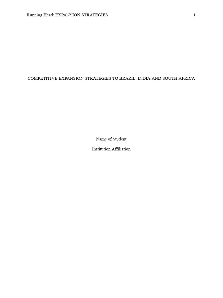 Competitive Expansion Strategies in BRICS | PDF | Market (Economics ...