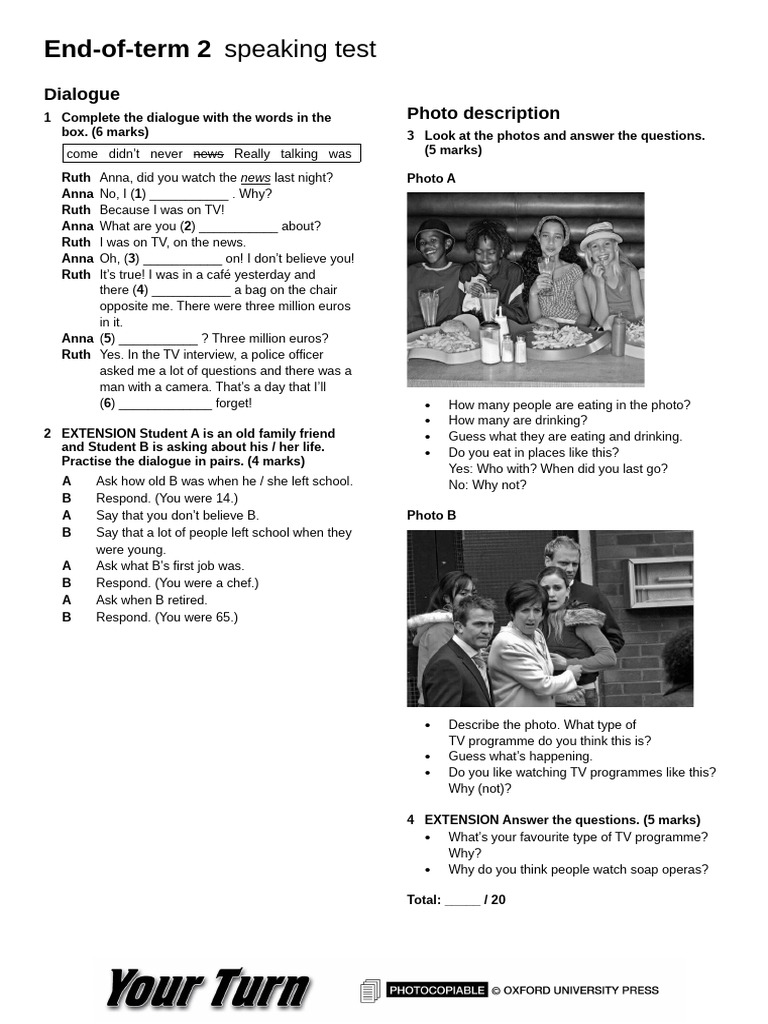 End of Term Speaking Test2 | PDF