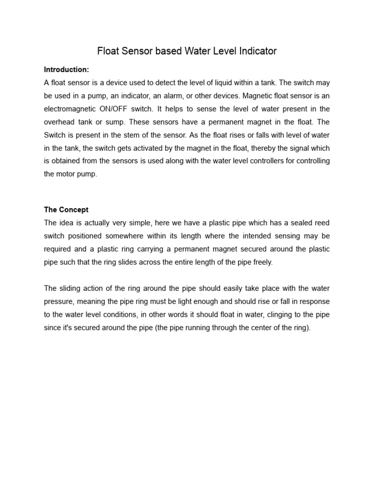 Float Sensor Based Water Level Indicator With Alarm 1 | PDF | Switch ...