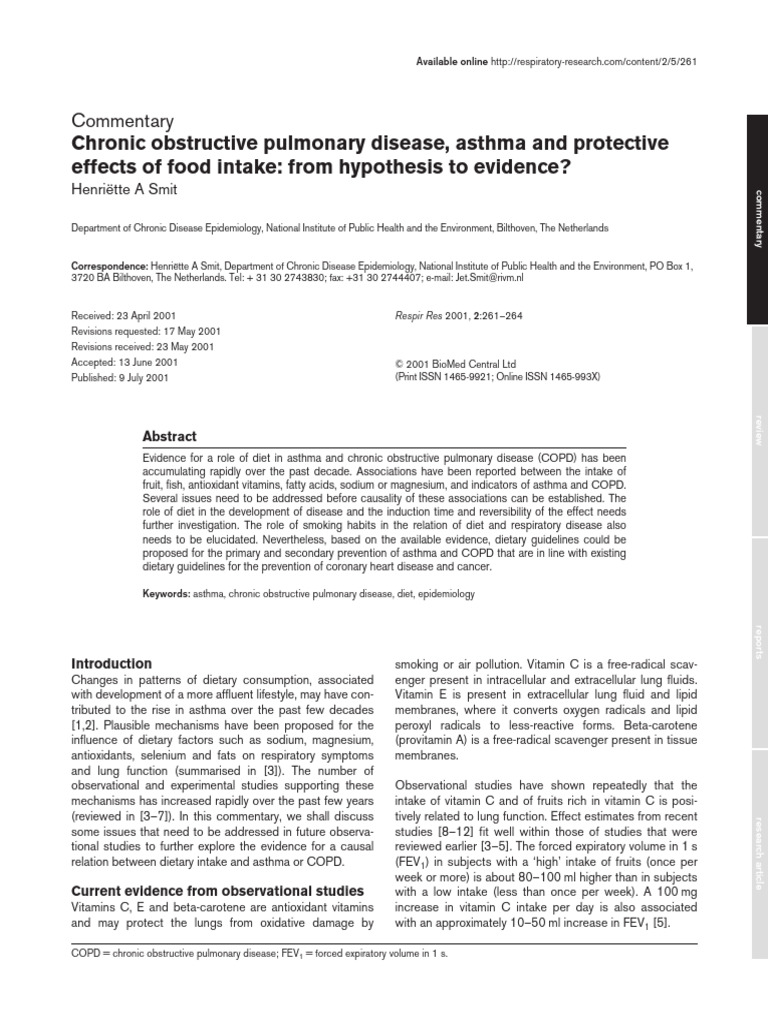 Chronic Obstructive Pulmonary Disease, Asthma and Protective | PDF ...