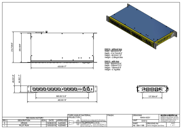 DX012 Weights and Dims | PDF
