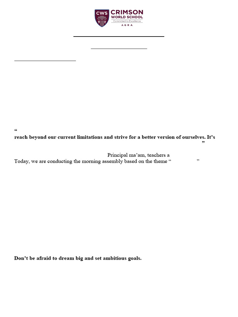 Assembly Script 15-10-24 | PDF | Career & Growth | Self-Improvement