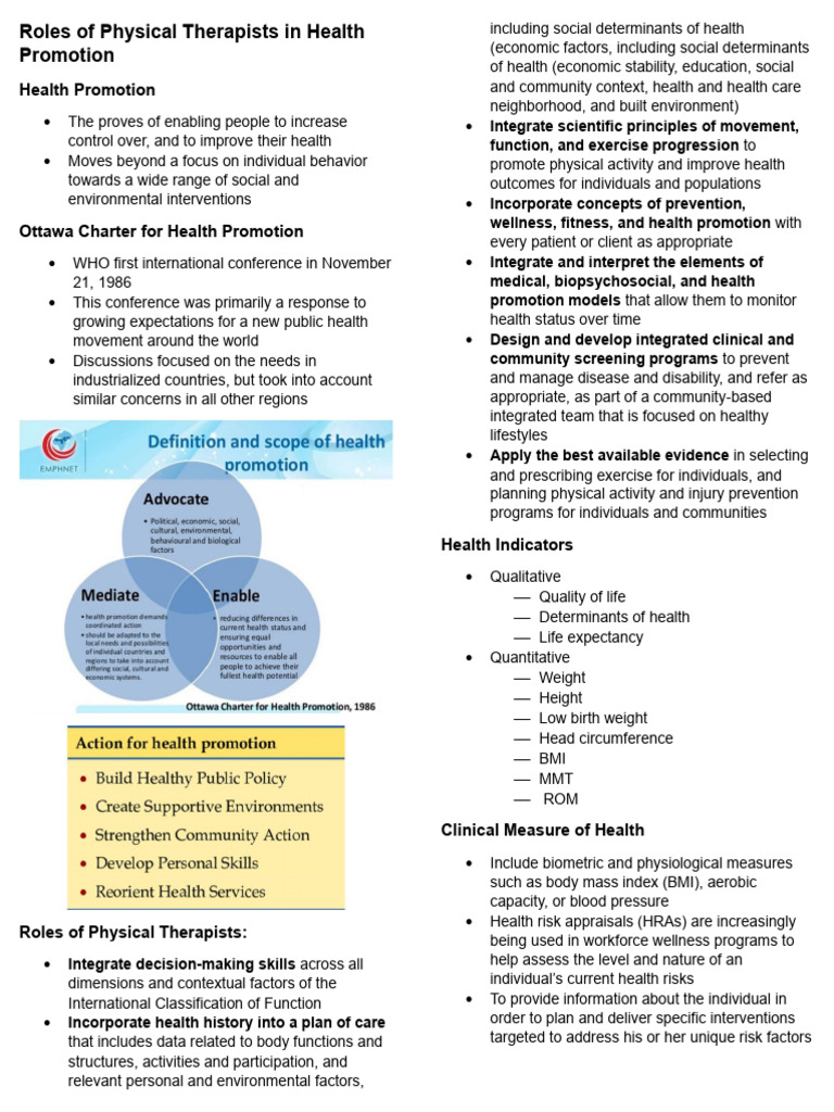 Roles of Physical Therapists in Health Promotion | PDF | Health ...