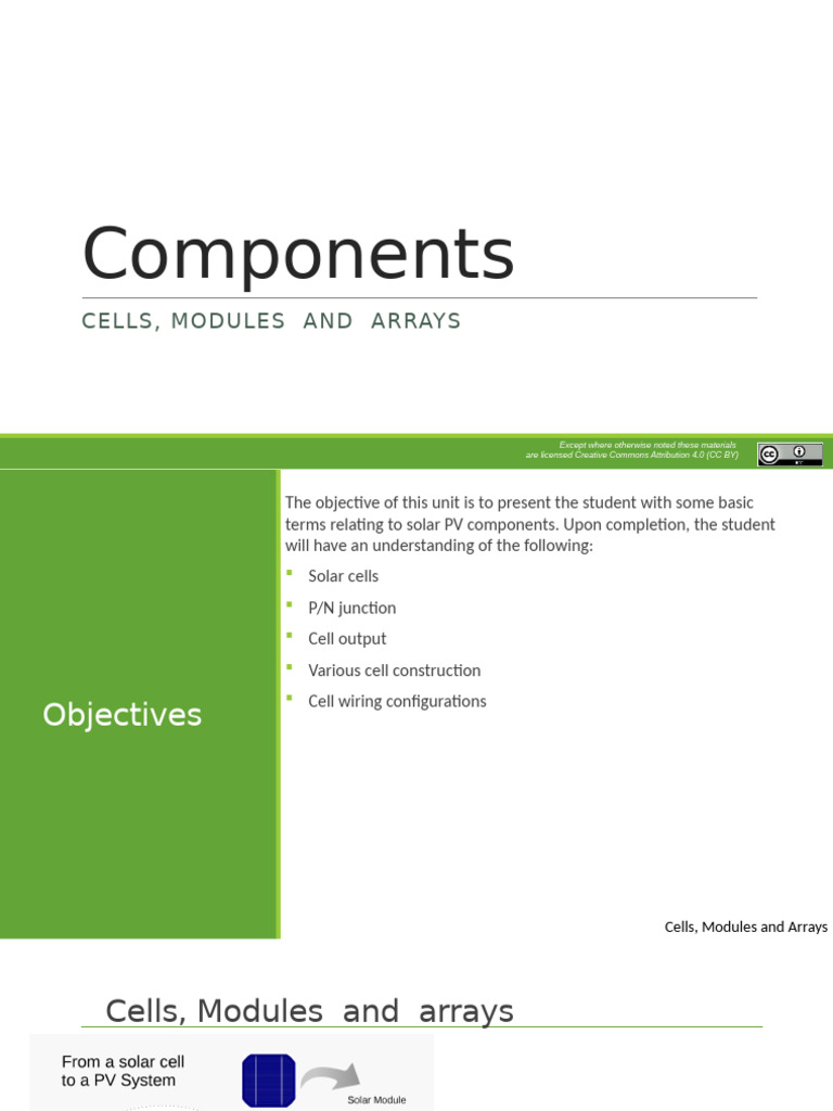 3 Components Cells Modules Arrays | PDF | Solar Cell | Semiconductors