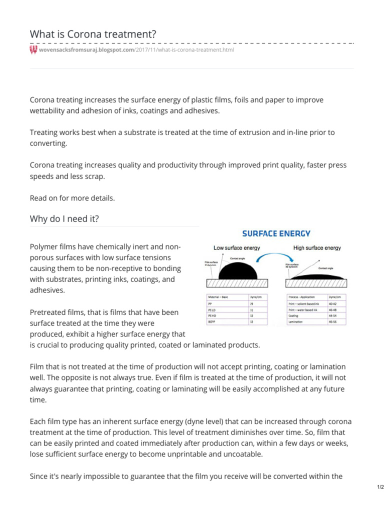 Understanding Corona Treatment Process | PDF | Materials | Secondary ...